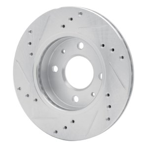 Nissan TSURU Brake Rotor (1) - Front Right - R1 Concepts - Drilled & Slotted - Silver - `86-`17